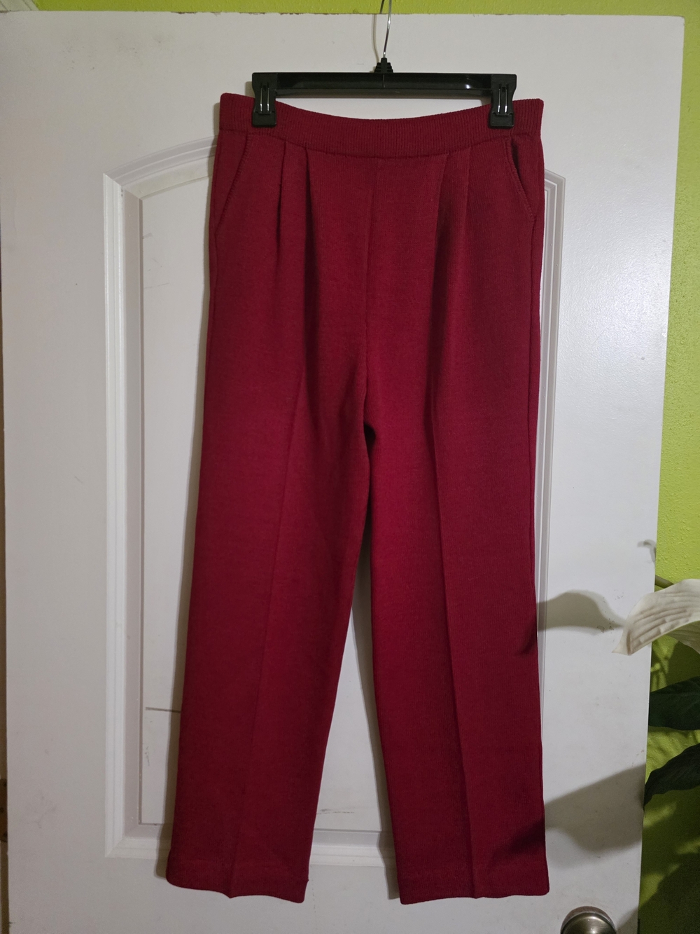 St. John Cranberry Straight-Leg Santana Knit Pants